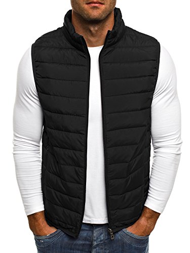 OZONEE Herren Weste Steppweste Bodywarmer Sweatjacke Slim-Fit J.BOYZ 1003 SCHWARZ XL