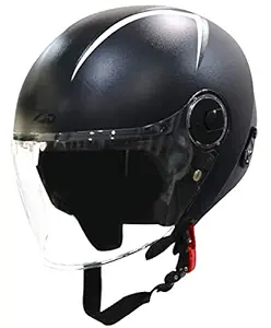 Steelbird SBH-20 Zip Reflective Open Face Helmet (Medium 580 MM, Dashing Black with Plain Visor)