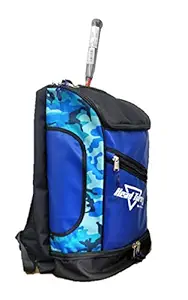 HeadTurners Pro Badminton Kitbag Backpack with Shoe Pocket (Blue Camo/Black )
