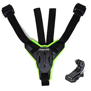 Action Pro (Made in India) Helmet Chin Mount, Motorcycle Helmet Strap Compatible with GoPro Hero 9 8 7 6 5 4 3+ 3 SJCAM (Green)
