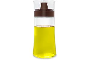 TINMIX Dosatore di olio a prova di perdite, con beccuccio, 180 ml/6 once in vetro, olio d'oliva e aceto ben sigillato, per cucine da campeggio, colore marrone