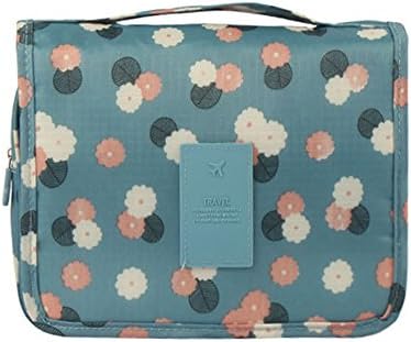 JSbetter Toiletry Bags,Cute Portable Waterproof Travel Kit Organizer Bathroom Storage Cosmetic Bag Carry Case Toiletry Bag with Hanging Hook,Blue Flower