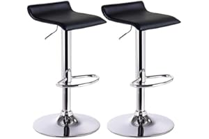 MUEBLIX.COM Mueblix | Taburetes Altos de Cocina 2 Unidades | Taburete de Bar | Silla Giratoria y Regulable en Altura | Color Negro | Modelo Andes