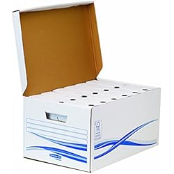 Fellowes Bankers Box Basic Lot de 6 Boîtes + Conteneur 8 cm Blanc/Bleu