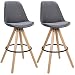 Produktbild WOLTU BH90dgr-2 2 x Barhocker 2er Set Barstuhl aus Leinen Holzgestell mit Lehne + Fußstütze Design Stuhl Küchenstuhl Optimal Komfort Dunkelgrau