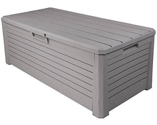 Kissenbox Florida Holz Optik Sitztruhe Auflagenbox grau 550 Liter XXL mit Gasdruckfedern - 3