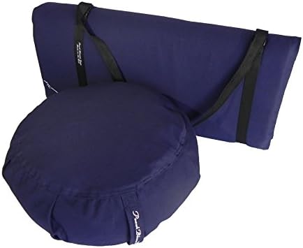 3 Piece Restorative Yoga Set includes Zafu Meditation Pillow Buckwheat Hull filled, Zabuton Cushion 26"x26" with 3" Foam, and Double Buckle Strap, Removable Covers for easy care.