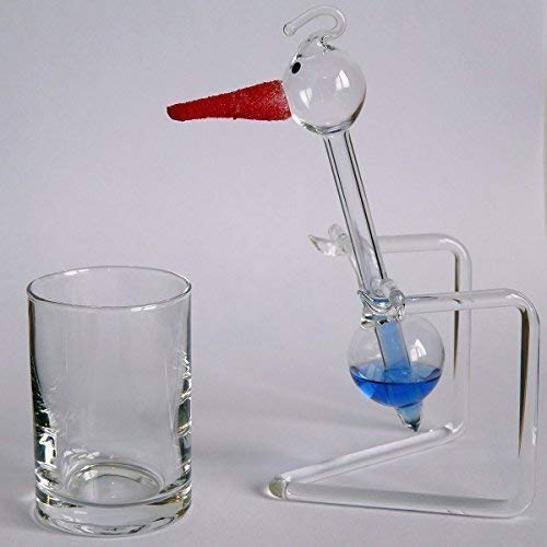 GlasDeko24 Schluckspecht De Einstein Pato Bebedor Bebederos Aves Bird Rock Perpetuum Móvil Pequeño Azul