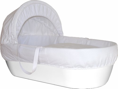 Shnuggle Cotton Waffle Hypoallergenic and Silent Moses Basket (White)