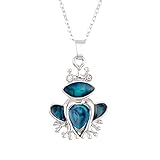 Paua Shell Collar de rana de abulón natural chapado en rodio en delicado azul/verde (P061)