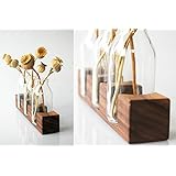 Blumenvase aus Holz und Glas, kleine Vase, Vase, Holzvase