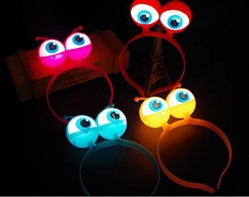 URChic 5PCS Light Up LED Luminous Halloween Vocal Concert Props Supplies Aliens Eyes Head Hair Hoop Band Party Decoration Adults Kids Hair Accessories Gift