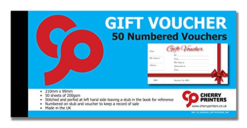 Tarjetas de regalo con lazo rojo para certificado de regalo/cupón de regalo con tambor, 50 páginas, 200 g/m², 9,9 x 8,3 cm