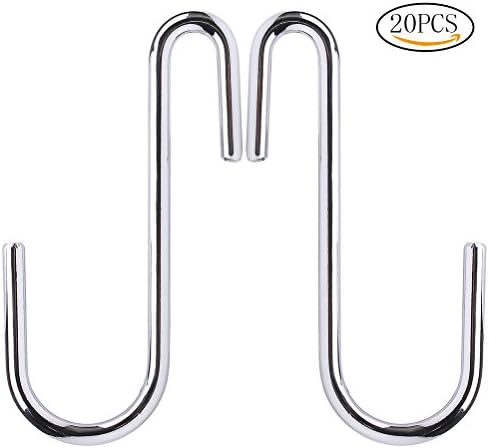 ofoen 20 Pieces S Shaped Hooks, S Hanging Hooks Hangers for Household Hanger Clothes Kitchen Office Bedroom