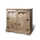 Ob als Kommode im Schlafzimmer, als Sideboard im Büro oder als Anrichte im Wohnzimmer - dieses Designermöbel aus mexikanischer Kiefer ist ein stilvoller Blickfang für jede Räumlichkeit.