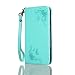 Produktbild Nancen Samsung Galaxy S3 I9300 I9305 / S3 Neo I939i (4,8 Zoll) Handyhülle, Luxus Mint grün Prägung Schmetterling und Blume Muster Flip Case PU Leder Tasche Ledertasche Etui Protective Schale Bookstyle Schutzhülle mit Standfunktion und Invisible Magnetverschluss