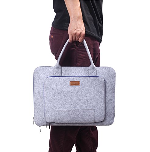 Ropch 17,3 Zoll Notebooktasche Filz Laptop Tasche 17 Zoll Hülle Sleeve Schutzhülle für Acer / Asus / Dell / HP / Lenovo – Grau & Blau - 6