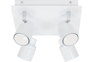 VALUELIGHTS 4 Way Square Ceiling Spotlight Adjustable GU10 IP44 Rated Bathroom Lamp Spot Light - White