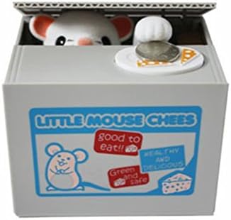 FRE Cute Mouse Stealing Money Coin Bank Money Box Piggy Bank Money Bank - White