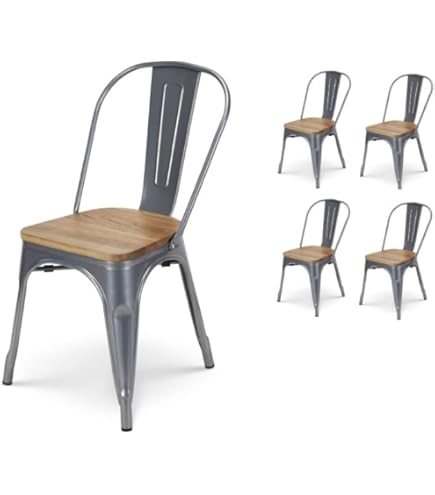 Sillas Madera Silla Tolix Asiento De Madera Clara - Industrial Sillas Forja