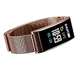 YSMY Fitness Armband -Smartwatch Wasserdicht IP68 Fitness Tracker Pulsuhren Watch Sport-Milanese Schlaufe Edelstahl (Gold)