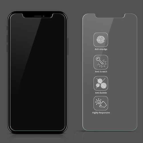 OMOTON  2 Unidades  iPhone X Protector de Pantalla  5 8 Pulgadas  2 5D Borde Dureza 9H Anti - Huellas Anti - Burbujas Kit de Instalaci  n Incluida
