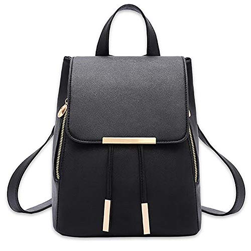 ZhengYue Sacs à Dos Femme Cartable Fille College Sac Dos College Fille en PU Cuir Sac a Dos Noir Sac a Dos Scolaire Sac a Dos Voyage