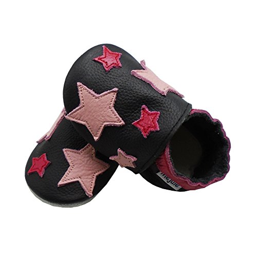 Mejale Weiche Sohle Leder Babyschuhe Lauflernschuhe Krabbelschuhe Kleinkind Kinderschuhe Hausschuhe Karikatur Sterne 0-3 Jahre - 4