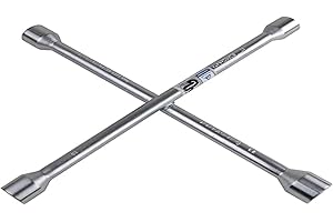 Dunlop Clé en Croix - Convient pour Les Écrous de Roue de 17-19-21-23 mm - Clé de Roue - Clé d'Ecrou de Roue - 27 x 27 cm - Acier - Argent