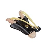 Flanacom: Leichte Steinschleuder aus Holz mit Ledertasche zum befestigen an der Gürtelschnalle für einen einfachen Transport