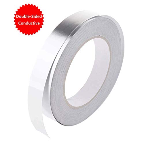 Cinta de aluminio | Doble cara conductiva, alta temperatura resistente al calor rollos de cinta adhesiva para HVAC Reparación, conductos, aislamiento, secadores, bisutería y manualidades (50 m)