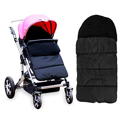 Kidsidol - Saco de dormir universal 3 en 1 para cochecito de bebé, impermeable, resistente al viento y al frío, desmontable negro negro