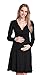 Happy Mama. Women's Maternity Jersey Empire Dress Long Sleeves Baby Shower. 890p (Black, 14)