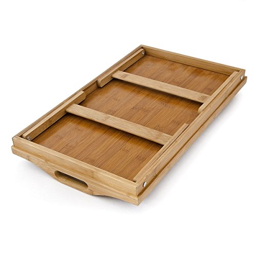 Edles BAMBUS Tablett – 50 x 30 cm – Betttablett – Holz Tablett – Frühstückstablett – Tisch für Bett - 5