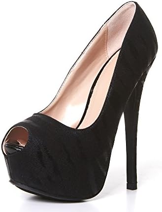 Shoehorne Paulette34 - Womens Sexy Black Suede Tiger/Zebra Hidden Platform Peeptoe High Heeled Court Shoes Stiletto Pumps - Ladies Size 3.5