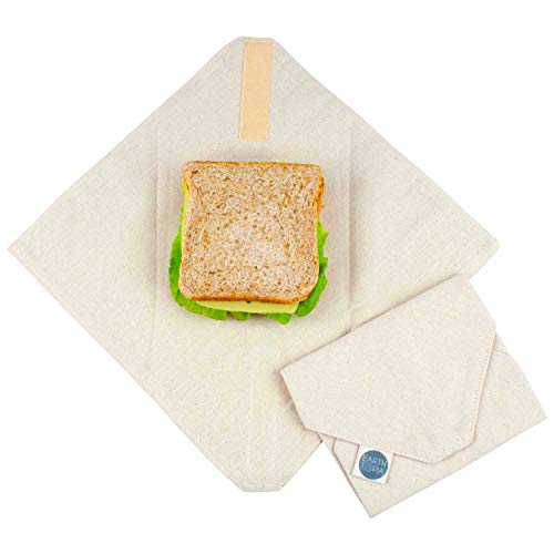 Earthtopia 2er Set Lunchwraps aus Bio-Baumwolle | das Wiederverwendbare Brotpapier aus fairer Herstellung | Zero Waste Alufolie