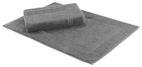 Betz Badvorleger Badematte Duschvorlage 100% Baumwolle Luxus GOLD Farbe Silber Grau XL Größe 60×100 cm Qualität 950g/m² - 2