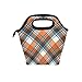 Produktbild SKYDA Insulated Lunchpaket Orange Check Plaid Lunch Tote Reusable Cooler Bag Organizer Portable Reusable Lunch Tote
