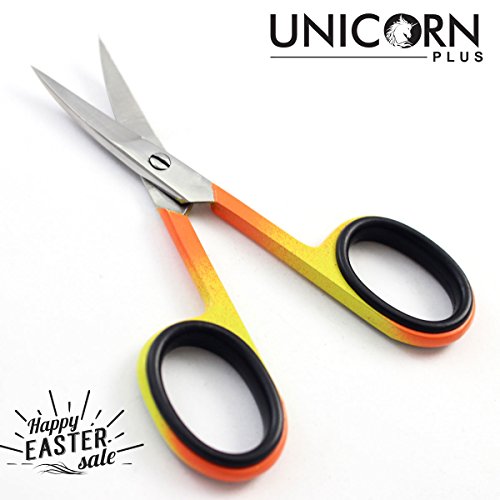 SUPER SHARP 3.5" Professional Finger Toe Nail Scissors Stainless Steel Manicure CURVED/STRAIGHT Scissors (Orange)