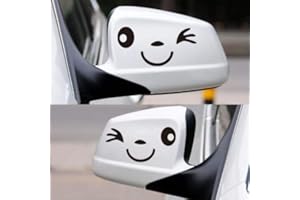 MURAL STICKERS ADESIVO PER SPECCHIETTI RETROVISORI - FACCINA SIMPATICA - OCCHIOLINO - SIMPATICI ADESIVI PER DECORARE LA TUA AUTO - FACILE APPLICAZIONE - KIT DA 2 PEZZI DESTRO E SINISTRO - 12X6 CM NERO