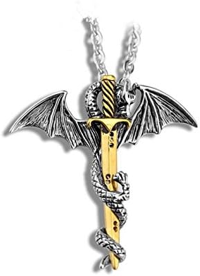 Silver Stainless Steel Dragon Pendant Necklace Chain Around Sword Game Of Thrones denerys Gold Dore pterausaure Dinosaur Gift Fashion Swag B64 France Jewelry