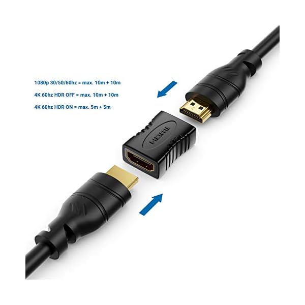 deleyCON Acoplamiento HDMI Adaptador Conector - Toma HDMI (Tipo A) para Toma HDMI (Tipo A) - HDR ARC 3D 4K 2160p Full HD… - Image 3