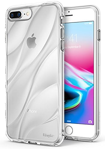 Ringke iPhone 8 Plus/iPhone 7 Plus Case, [Flow] Minimalist Wavy Textured Shock Absorption TPU Form Fitting Lightweight Drop Resistant Protection Transparent Design Protective Cover - Clear