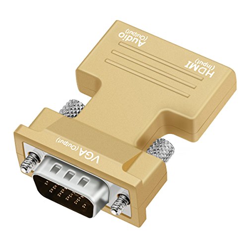 ONCHOICE( HDMI Buchse auf VGA Stecker )1080P HDMI zu VGA Konverter Adapter Box Audio Port VGA Verlängerungskabel Mini USB Energien Kabel 3,5 mm Audio Kabel Gelb