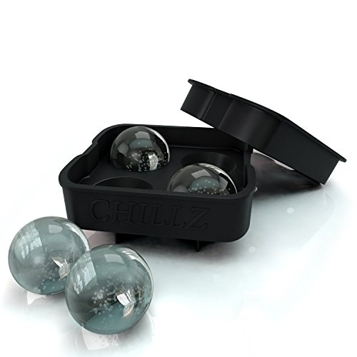 Rund Eiswürfelform, Kugeldesign, Silikon, 4 x 4,5 cm Eisball, für Whiskey, Highball, Cocktail oder Likör, Silikon, Chillz Classic - 5