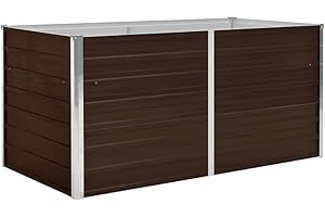vidaXL Aiola Rialzata in Acciaio Zincato 160x80x77 cm, Marrone, Bordo di Sicurezza Pieghevole, Resistente, Fioriera per Fiori e Verdure, Fai-da-Te, Giardino o Terrazza