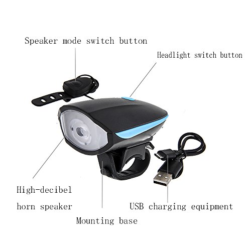 Agapo LED Fahrradlampe Set mit klingel Fahrradhorn Fahrradhupe mit 2 Tönen Frontlicht und Rücklicht Wiederaufladbare 250lm 3 Licht-Modi - 3
