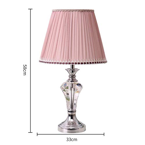 Preisvergleich Produktbild AOLI Tischlampe Europäischen Luxus Kristall Tischlampe, Schlafzimmer Nachttischlampe, Warmes Wohnzimmer Lichter, Mädchen Zimmer Tischleuchte, Rosa, H58Cm * W33Cm