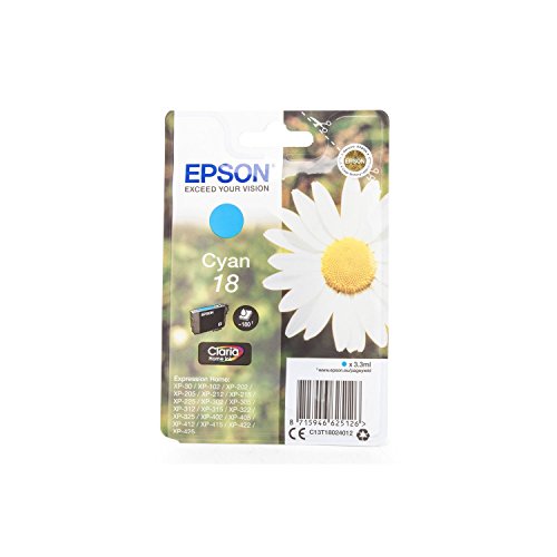 Original Tinte passend für Epson Expression Home XP-215 Epson 18 , T1802 , T18024010 C13T18024010 , T180240 – Premium Drucker-Patrone – Cyan – 180 Seiten – 3 ml - 2
