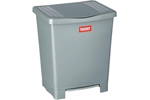 Tatay Cubo de Pedal Millenium, 23L de Capacidad, Pedal Retráctil, de Polipropileno, Libre de BPA, Bolsa Basura 30L, Color Gris, Medidas 33,5 x 30 x 39cm
